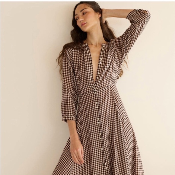 DOEN Delphine Plaid Madeleine Dress NWT XS Prarie style - Picture 4 of 11